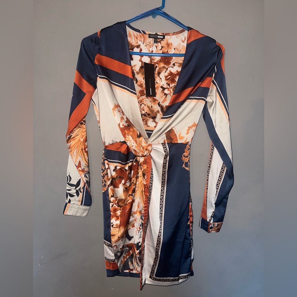 Fashion Nova Multicolor Long Sleeve Dress